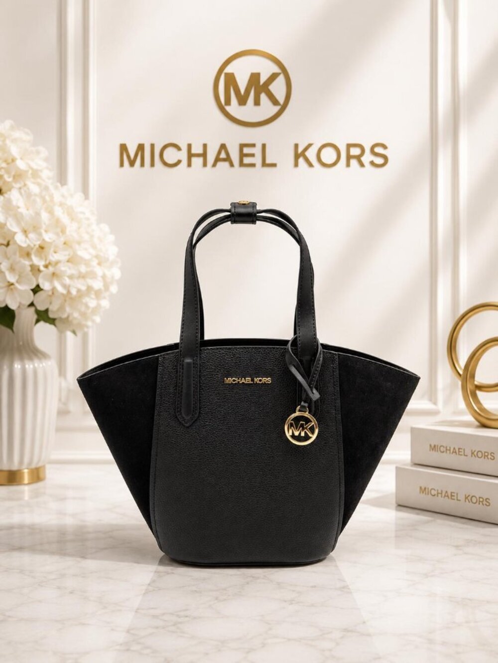 Michael Kors Portia Black Leather Tote Bag 65-083025